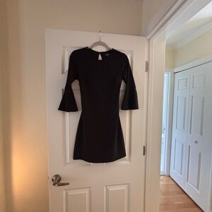 Lulu's Black Cocktail Sheath Dress with Bell Sleeves